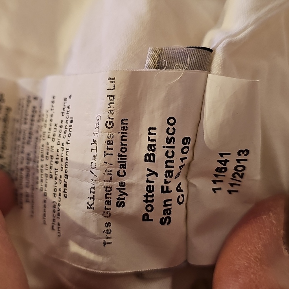 Final $! Pottery Barn Creamy White King Cal King Duvet Egyptian Cotton - Picture 14 of 14